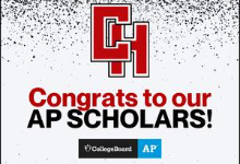 Graphic says "Congrats to our AP Scholars!"