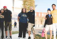 A collage of photos showing fathers and their children participating in Warrensville Heights City Schools’ annual Father’s Walk. T