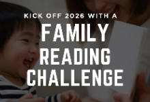 Photo of child being read to with text overlay: "Kick Off 2026 with a Family Reading Challenge"