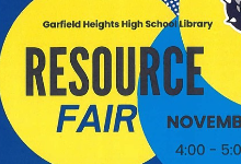 Flyer says "Garfield Heights High School Library Resource Fair