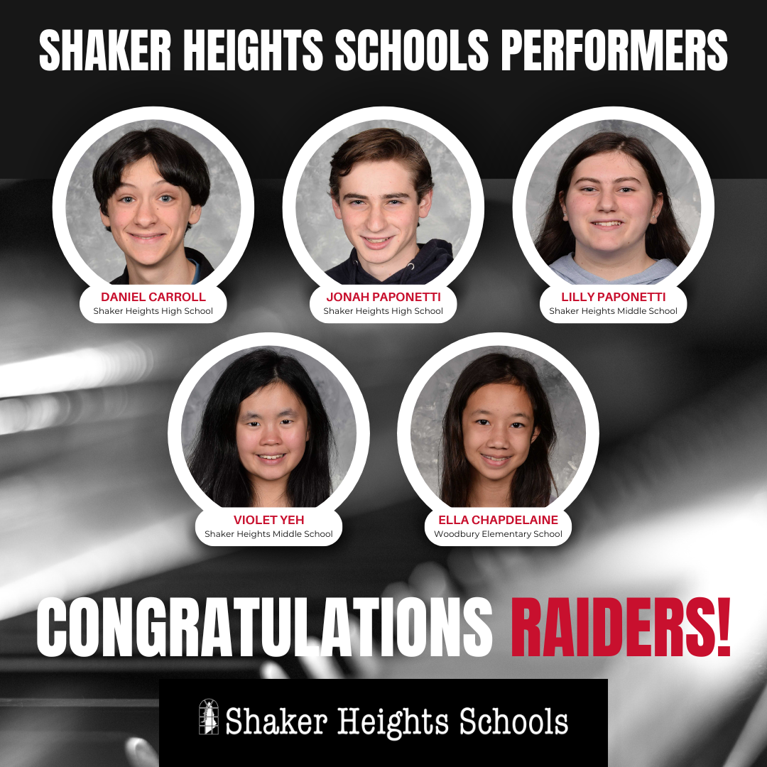 Graphic featuring the headshots of the five student performers.